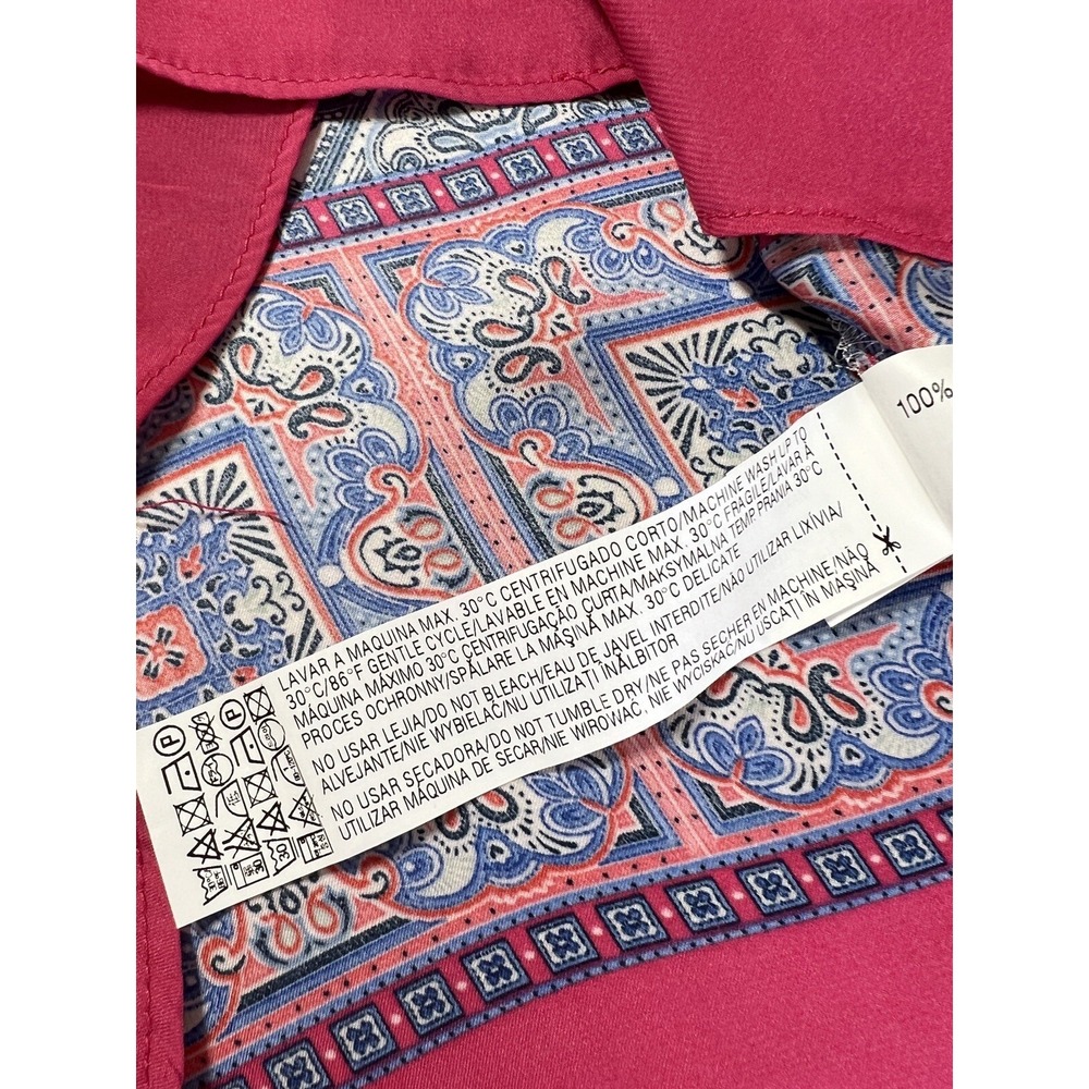 Zara Basic Blouse Tunic Top Pink Blue Batik Oversized Boxy Polyester Size S - Picture 8 of 11